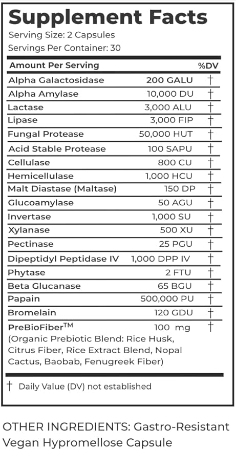 Digestive Enzymes Pro - 18 Natural Enzymes for Digestion from Papaya, Pineapple & More - with Probiotics and Prebiotics - Plant-Based - 60 Capsules - Premium Dietary Supplement