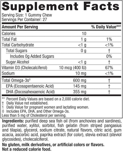 Nordic Naturals Zero Sugar DHA Prenatal Vitamin Gummies, Strawberry Orange Flavor - 27 Gummies - Supplements for Pregnancy - 600 mg Omega-3 Fish Oil and 400 IU Vitamin D3-27 Servings