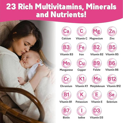 New Roots | Prenatal Vitamins and Minerals for Women with Folate & Iron, Calcium, and more| Complete Multivitamin with 23 Essential Supplements – All Stages Pregnancy Support & Postnatal (90 Capsules)