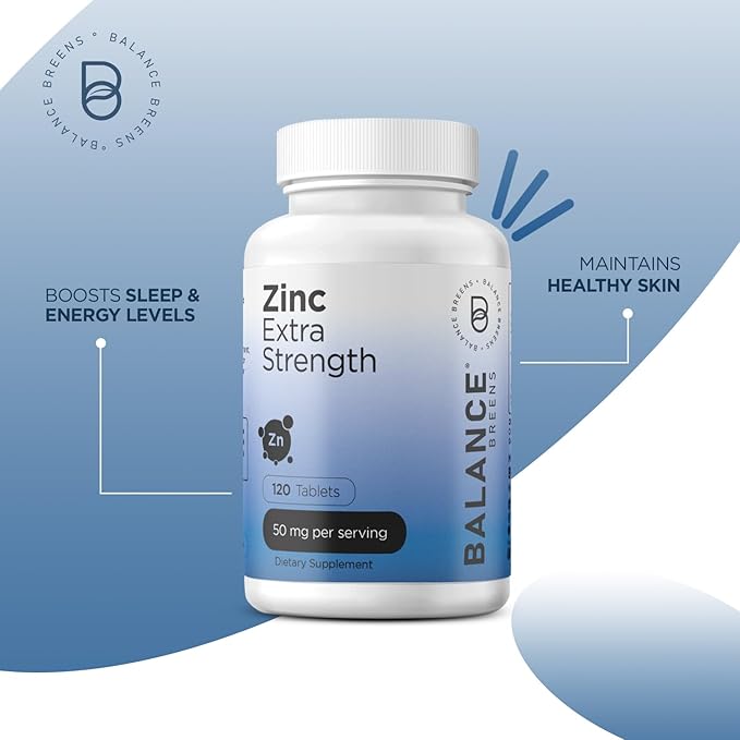 Zinc 50mg, 120 Vegetarian Tablets - Immune Support, Promotes Skin Health & Wound Healing, Extra Strength, Ultra-Absorbable (Pack of 6)
