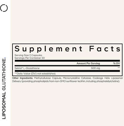 Codeage Liposomal Glutathione Supplement - Pure Reduced Setria L-Glutathione, Liposomal Delivery, Phospholipid Complex - Vegan, Non-GMO - 2-Pack