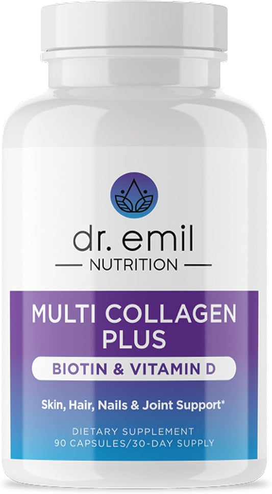 DR. EMIL NUTRITION Multi Collagen Peptides Plus Biotin and Vitamin D - Biotin and Collagen Supplements for Hair Skin and Nails - Biotin Pills for Hair Growth