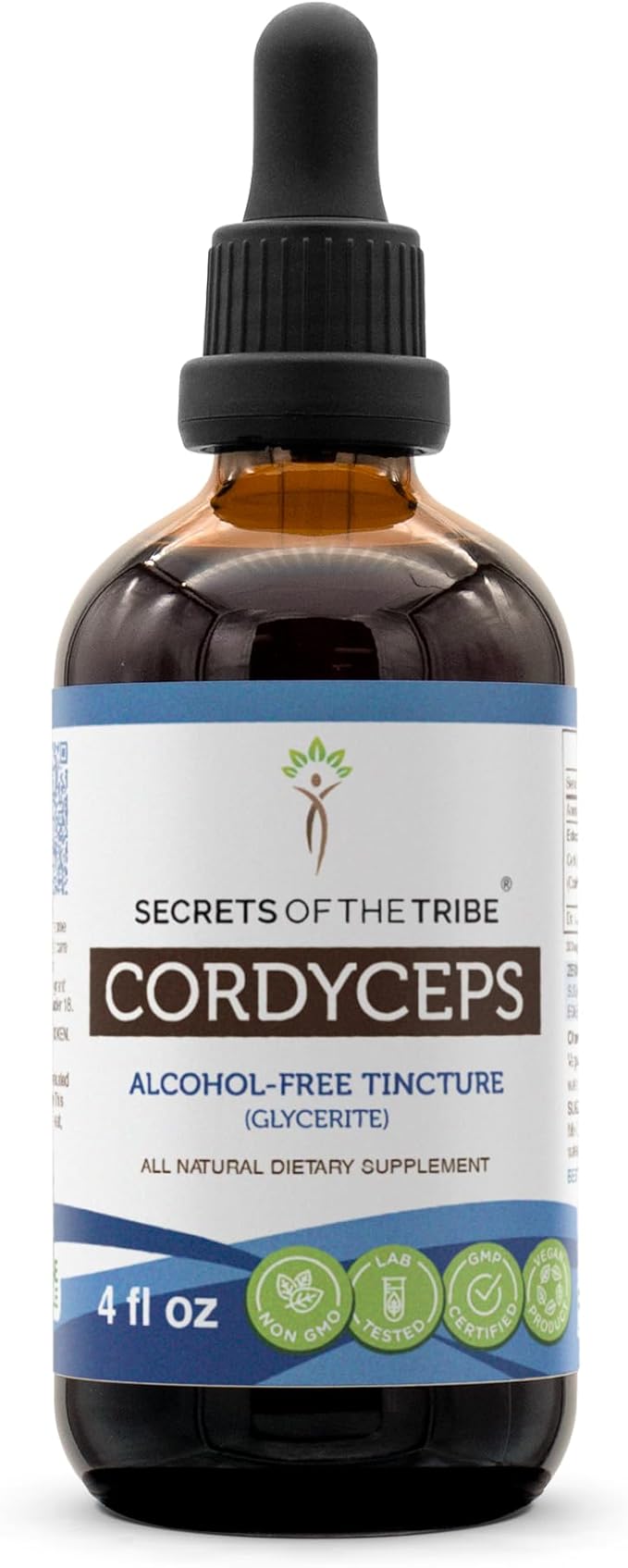 Secrets of the Tribe Cordyceps Alcohol-Free Liquid Extract, Cordyceps (Cordyceps Sinensis) Dried Mushroom Tincture Supplement (4 FL OZ)