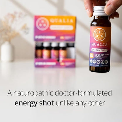 Qualia Energy Shot: Naturopathic Doctor-Formulated w/Ginseng, Lutein, Taurine, B. Vitamin Complex, Magnesium | Combats Brain Fog, Enhances Focus, Productivity | Zero Artificial Ingredients | 10 Shots
