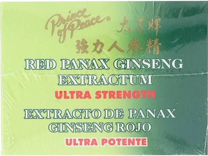 Prince Of Peace Red Panax Ginseng Extractum Ultra Strength, 0.34 fl. oz. Each – Brain Boosting Supplement – Red Panax Ginseng Shots – Support Energy, Mood, & Focus - 2 Pack - 20 Bottles