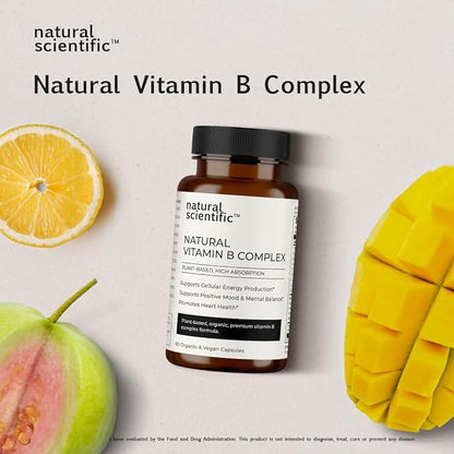 Organic Vitamin B Complex Supplement - for Women and Men - Vegan, Gluten-Free, Non-GMO - 1-Month Supply - 30 Capsules - Premium Dietary Supplement