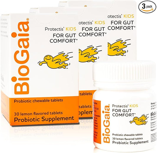 BioGaia Kids Probiotic Chewables | Promote Regularity | Ease Occasional Tummy Troubles | Ages 3+ | Allergen, Dairy, Soy & Gluten Free | Backed by 30 Years of Probiotic Research | 90 Day Supply