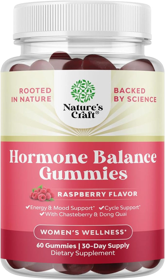 Hormone Balance for Women Gummies of All Ages - PMS Support Supplement for Women, Regulate Menstrual Cycle & Hormonal Balance, Menopause & Mood Swings with Vitamin B6 & Dong Quai - 60 Chews