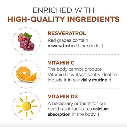 Hydrolyzed Collagen Peptides Powder with Vitamin C & Resveratrol - Hair, Skin and Nails Vitamins for Women & Men - Bone and Joint Supplement - Chocolate Flavored - 16 oz