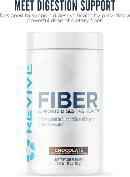 Revive MD Fiber Supplement for Digestive & Gut Health - 5g of Dietary Fiber Supports a Healthy Digestive System with Psyllium Husk & More - 30 Servings, Chocolate