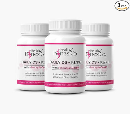 Premium D3/K2 - Full Spectrum Vitamin K2 MK7 + MK4 + D3 2000iu + K1, Daily D3 + K1/K2 Supplement, Highly Bioavailable VIT D Supplements and Vitamins for Strong Bones & Immune Support - 3 Pack