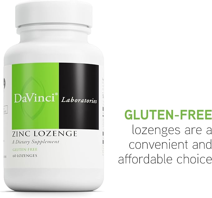 DaVinci Labs Zinc Lozenge - Dietary Supplement to Support Fertility, Immunity, Joint Health and Skin* - with 23 mg Zinc per Serving - Gluten-Free - Lemon Flavor - 60 Lozenges