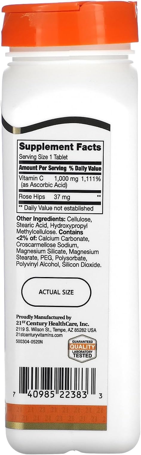 21st Century Natural C 1000 with Rose HIPS Caplets, 110 Count (22383)