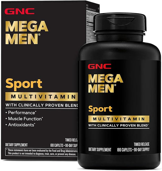 Mega Men Sport Multivitamin Caplets, Athletic Performance Nutrition, Muscle Function, Clinically Proven to Feel Better, Antioxidants, B Vitamins, Energy Production, Timed Release, 180 ct