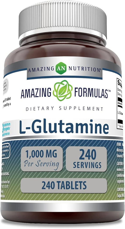 Amazing Formulas L-Glutamine Supplement | 1000 Mg Per Serving | 240 Tablets | Non-GMO | Gluten Free | Made in USA