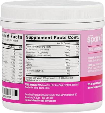 AdvoCare Spark Vitamin & Amino Acid Supplement - Focus & Energy Drink Powder Mix with Vitamin A, B-6, C & E - Also Includes L-Carnitine & L-Tyrosine - Pink Lemonade - 10.5 oz