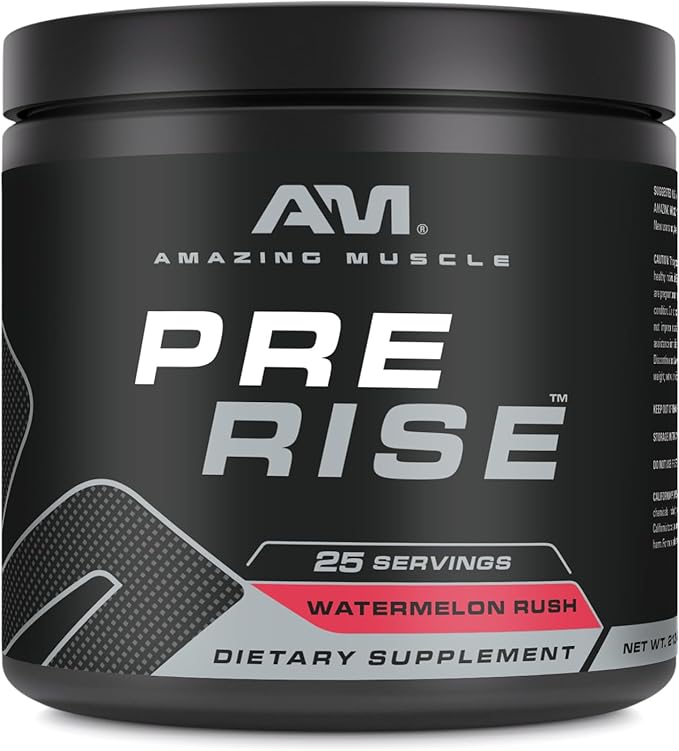 Pre Rise | Pre-Workout Powder Supplement with Caffeine & Beta-Alanine for Men & Women | 25 Servings (25 Servings, Watermelon Rush)