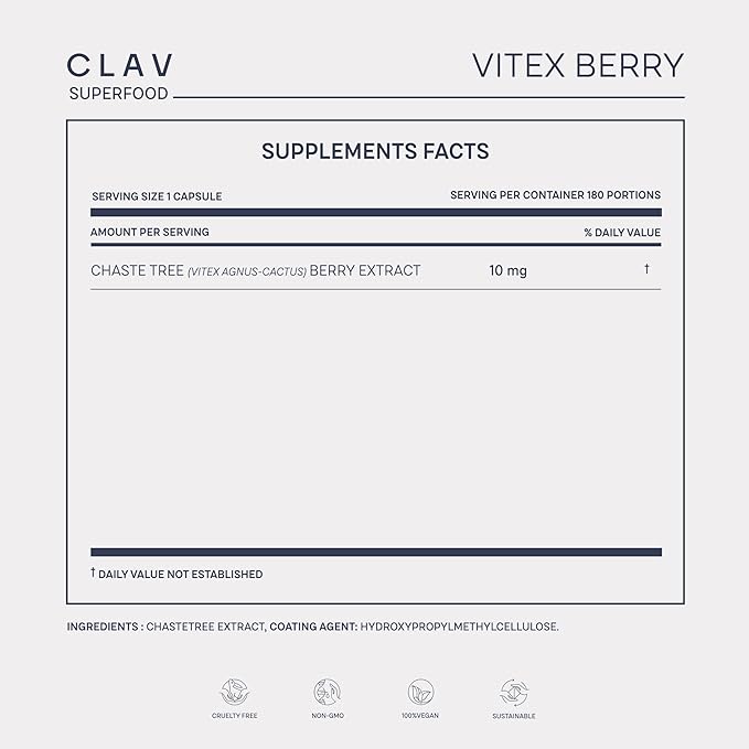 Vitex Berry - Premium Chasteberry 4:1 Extract (Vitex Agnus Castus) - Menopause & PMS Support - Hormone Balance for Women - 180 Capsules - 6 Month Supply - Made in Germany