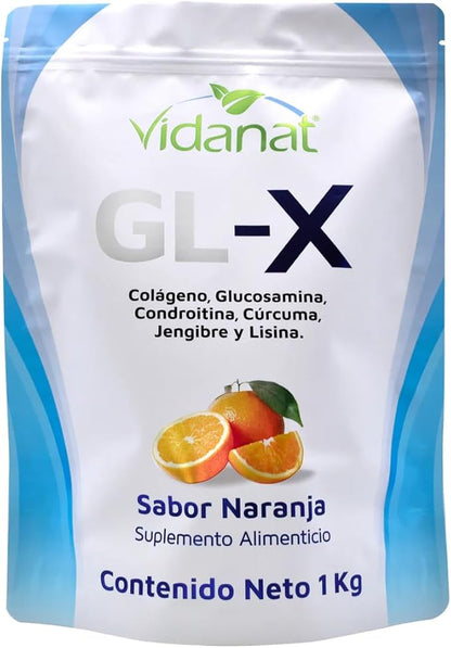 Vidanat GL-X Orange 1Kg – Joint Support with Glucosamine, Chondroitin, Turmeric Root & Collagen – Helps Mobility, Flexibility & Cartilage Health – Orange Flavor