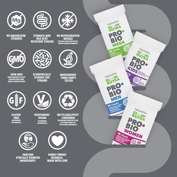 Natures Plus GI Natural Probiotic Kids, Mixed Berry - 30 Chewables - Digestive & Immune Health Just for Kids - Gluten Free - 30 Servings