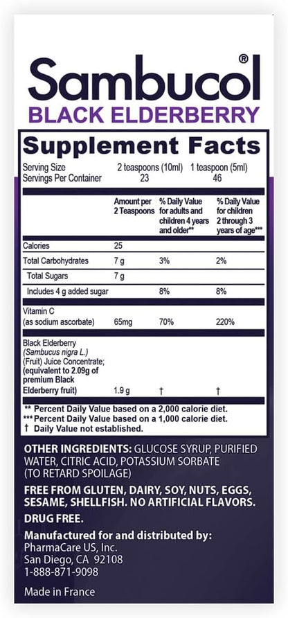 Sambucol Black Elderberry Syrup for Kids - Elderberry Extract Kids, Kids Elderberry Syrup, Black Elderberry for Kids, Kids Immune Support - 7.8 Fl Oz