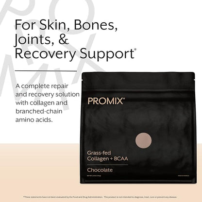 Promix Hydrolyzed Collagen Peptides with BCAA - Grass Fed Collagen for Bone, Skin, Nail, and Joint Support - 39 Servings