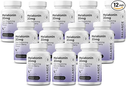 Balancebreens Melatonin 20mg Fast Dissolve Tablets - High Potency, Fast Acting, Natural Sleep Support - Sleep Aids for Adults - Non-Groggy, Drug-Free Formula - 120 Sleeping Pills