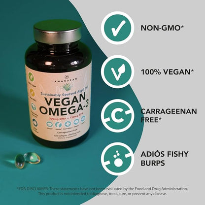 Vegan Powerhouse Combo. Omega-3 from Algal Oil & Vitamin D3 + K2. Plant-Based 5000 iu VIT D from Algae. 100 mcg All-Trans MK-7 Vita K. Carrageenan Free Veggie Softgels.