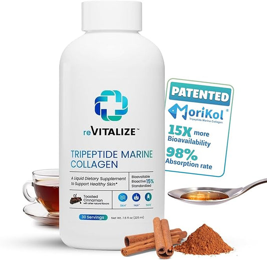 Advanced Hydrolyzed Marine Collagen Peptides - Anti-Aging and Skin Renewal Tripeptide Supplement for Hair, Skin, and Nails - Helps Maintain Healthy Joints | Cinnamon Flavor - 30 Servings