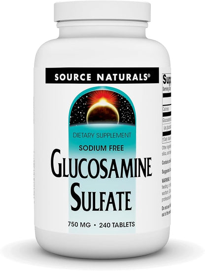 Source Naturals Glucosamine Sulfate, Sodium-Free 750 mg for Joint Support - 240 Tablets