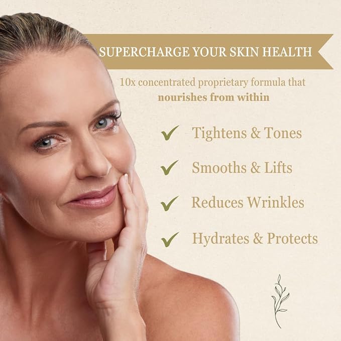 NutraVive Essential Skin Health Nutrients – Hydrolyzed Morikol® Marine Collagen Peptides, Amino Acids & Vitamins - Promote Firm, Reduce Wrinkles & Enhance Skin Elasticity - 120 Capsules