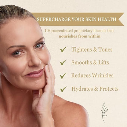 NutraVive Essential Skin Health Nutrients – Hydrolyzed Morikol® Marine Collagen Peptides, Amino Acids & Vitamins - Promote Firm, Reduce Wrinkles & Enhance Skin Elasticity - 120 Capsules