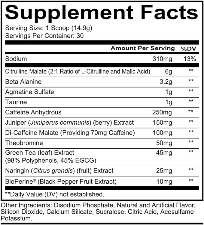 REDCON1 Total War Pre Workout - L Citrulline, Malic Acid, Green Tea Leaf Extract for Pump Boosting Pre Workout for Women & Men - 3.2g Beta Alanine to Reduce Exhaustion, Vice City 30 Servings