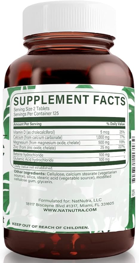 Natural Nutra 500 Count, Calcium Magnesium Zinc Supplement with Vitamin D3 for Bone Strength, Helps Improve Digestion, Health Gluten Free and Sugar-Free, Essential Mineral Complex