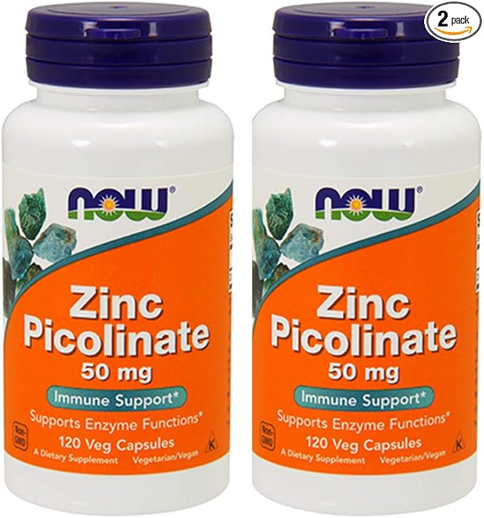 NOW Foods Zinc Picolinate 50mg,120 Capsules (Pack of 2)