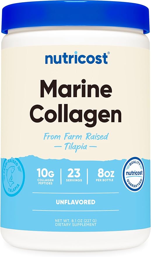 Nutricost Marine Collagen Powder Sustainably Sourced Fish (8 oz) - 23 Servings, 9 G Protein Per Serving, Non-GMO, GMP Compliant