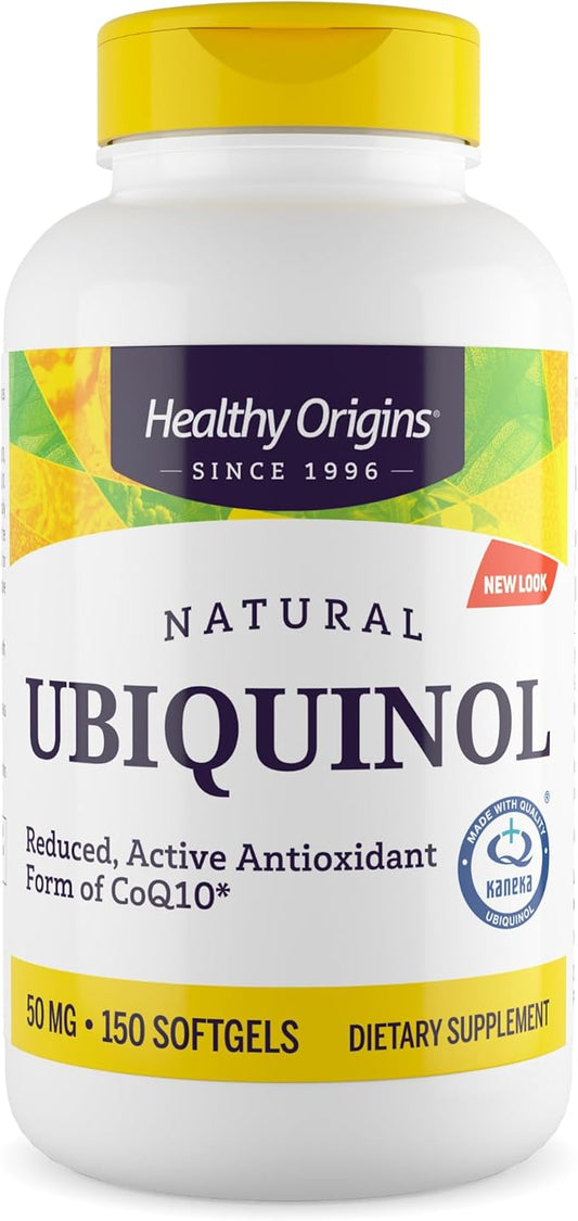 Healthy Origins Ubiquinol (Active Form of CoQ10), 50 mg - Ubiquinol Supplements for Heart Health & Antioxidant Support - Gluten-Free & Non-GMO Supplement - 150 Softgels