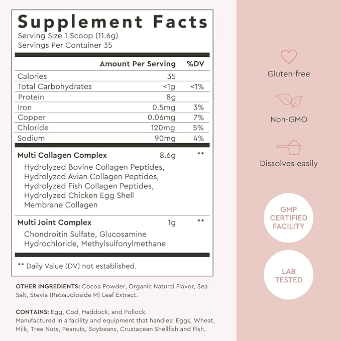 Alaya Multi Collagen Powder - Type I, II, III, V, X Hydrolyzed Collagen Peptides Protein Powder Supplement with MSM + GC (Chocolate)
