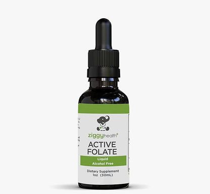 Active Folate Pure Liquid Extract Supplement - L-Methylfolate for Better Absorption, Brain Health, Improve Cellular Function, Support Immune System, Water Soluble B Complex, 1oz - by Ziggy Health