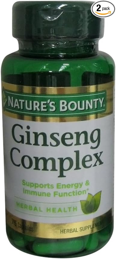 Nature's Bounty Ginseng Complex Herbal Health Capsules 75 Ea (Pack of 2)