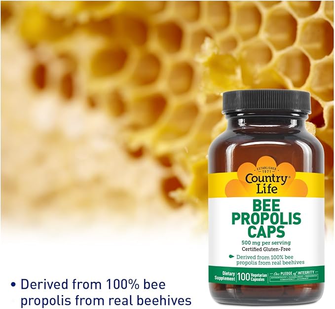 Country Life - Pure Bee Propolis Caps, 500 mg - 100 Vegetarian Capsules