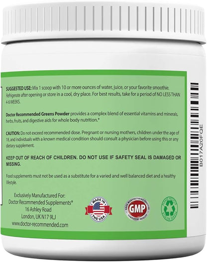 Doctor Recommended Greens Powder – Whole Food Nutritional Supplement – Probiotics and Digestive Enzymes – Berry Taste – Gluten-Free, Non-GMO, Dairy-Free, Caffeine-Free, No Artificial Sweeteners