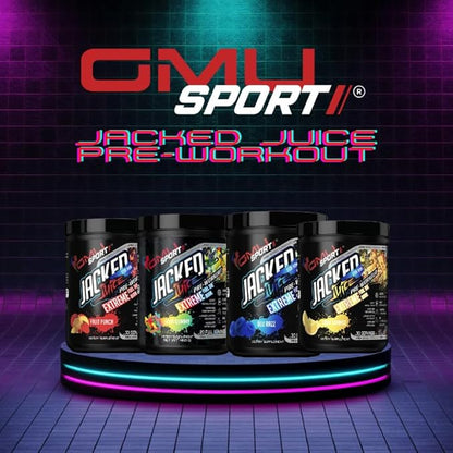 GMU SPORT Jacked Juice Pre Workout | Explosive Energy, Focus & Muscle Pumps | 8g Citrulline Malate, 3g Creatine, Beta Alanine, Alpha-GPC | 250mg Caffeine | 40 Servings Watermelon