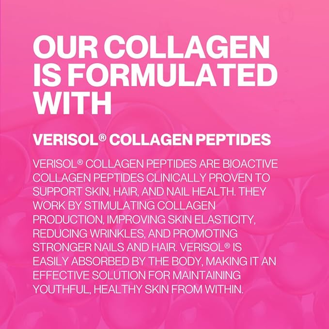 Liquid Collagen Glow for Women & Men– 5000mg VERISOL Hydrolyzed Collagen Peptides + Biotin | Supports Skin Elasticity, Hair Growth, Strong Nails | Clinically Studied Ingredients| 32 Serv