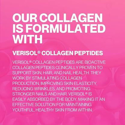 Liquid Collagen Glow for Women & Men– 5000mg VERISOL Hydrolyzed Collagen Peptides + Biotin | Supports Skin Elasticity, Hair Growth, Strong Nails | Clinically Studied Ingredients| 32 Serv