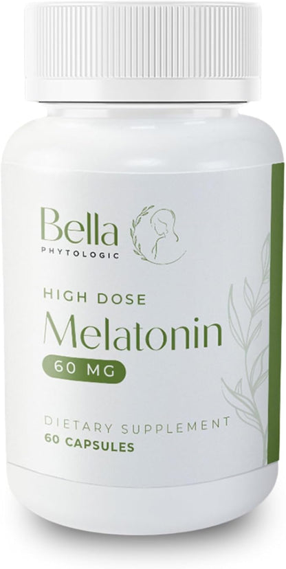 Melatonin Pure 60mg – High Potency Nighttime Sleep Aid for Deep Rest, Relaxation, Jet Lag & Stress Relief – Fast-Acting, Non-Habit Forming, Drug-Free, Made in USA (60 Capsules)