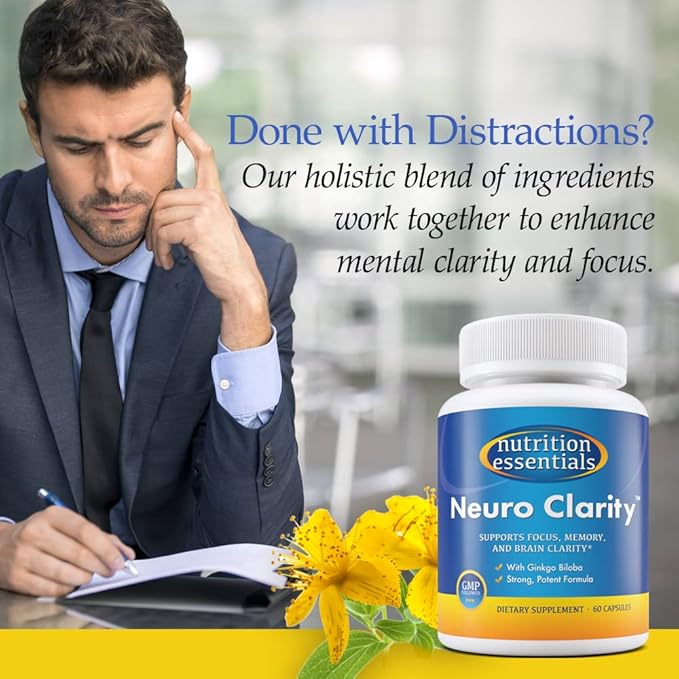 Nutrition Essentials Nootropic Brain Support Supplement - Caffeine-Free Capsules That Support The Brain - Brain Support Pills with St. John's Wort and Ginkgo Biloba