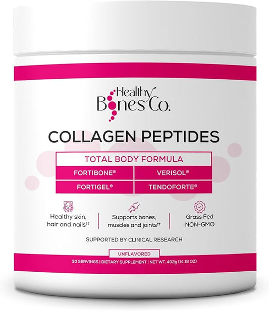 FORTIBONE Premium Bone Health Collagen Peptides w/Fortigel, Verisol & Tendoforte, Clinically-Supported for Bones Joints Skin Hair Nails, Hydrolyzed Collagen Complete, Anti-Aging Formula (30 Servings)