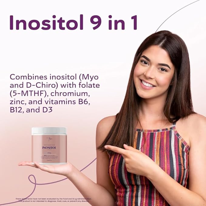 Myo-Inositol & D-Chiro Inositol Supplement for Women 4100mg (40:1 Ratio) – 9-in-1 with Folate, Vitamin B6, B12, D3, Zinc & Chromium