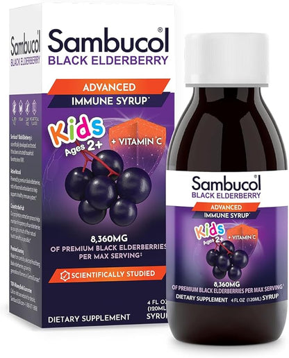 Sambucol Black Elderberry Syrup for Kids - Elderberry Extract Kids, Kids Elderberry Syrup, Black Elderberry for Kids, Kids Immune Support - 4 Fl Oz
